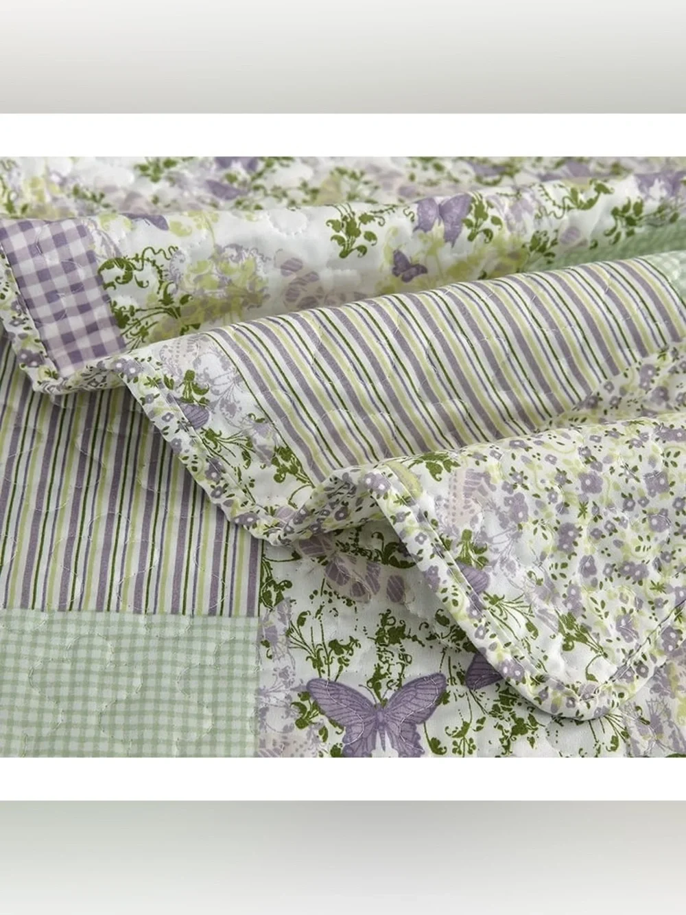Floral Patchwork king 3 piece Quilt Set - Lavender & Sage